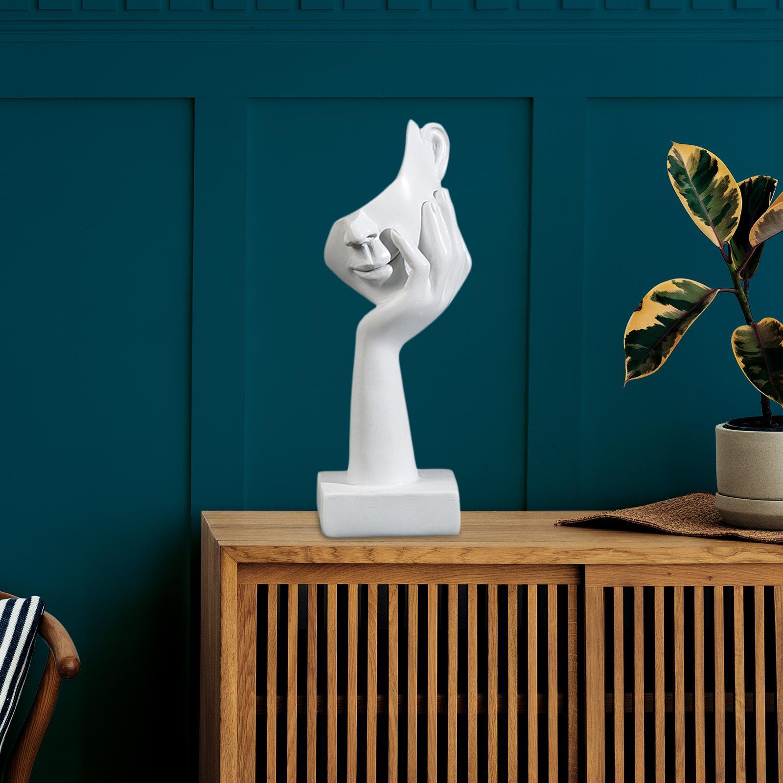 Resin Thinker Statue, Half Face Sculpture, Abstract Art Figurine, Decor Characters  Nordic Ornament for Bookcase, Home, Desk, Office