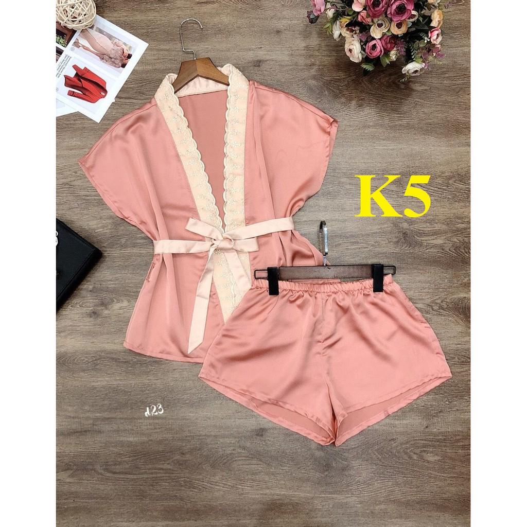 Bộ đồ ngủ áo choàng KIMONO lụa Satin Nhật Bản