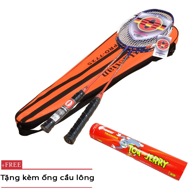 Vợt cầu lông Haotian 7725 7728 tặng kèm ống cầu lông Pando ( Tom&Jerry ) 12 quả gng ( Thân- Cán vợt giao mẫu - màu ngẫu nhiên )