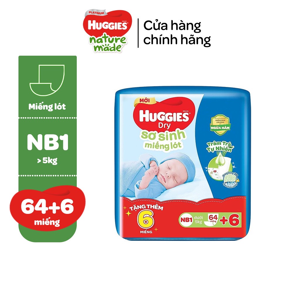 Miếng lót sơ sinh Huggies NB1 64 miếng - HSD luôn mới