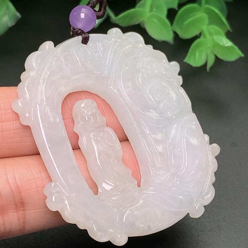 Mặt Phật bạch Ngọc phỉ thúy thiên nhiên Jadeite A