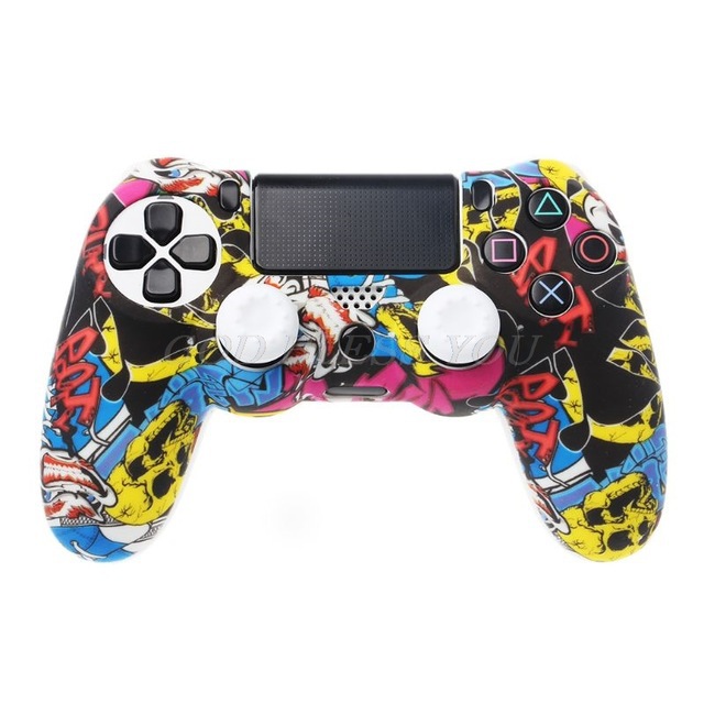 Bao Slicon Tay Cầm PS4 Mẫu Skull Comics Trắng - Bọc Bảo Vệ Console Chống Va Đập, Tăng Độ Bám, Hạn Chế Mỏi Tay Khi Chơi Game Lâu