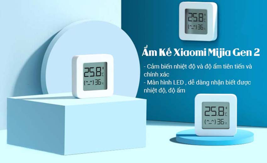 Nhiệt ẩm kế treo tường thông minh Gen2 kết nối điện thoại theo dõi nhiệt độ môi trường chính xác, thiết kế nhỏ gọn