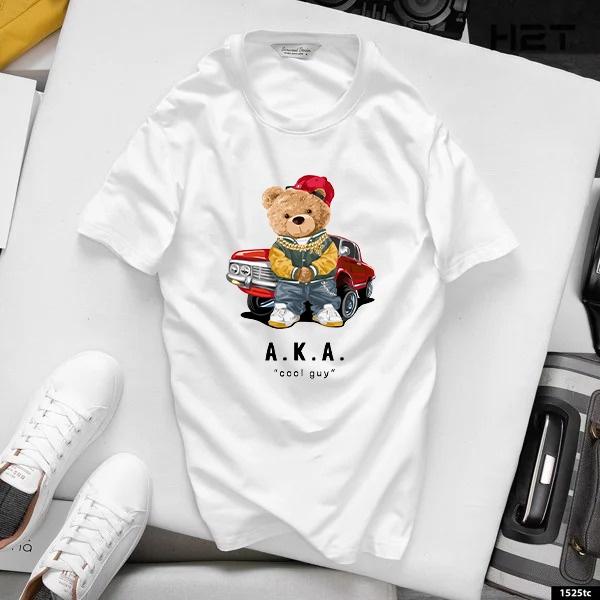 Áo thun unisex nam nữ, mẫu in Bear &amp; Car Cool Boy , cổ tròn tay ngắn, chất vải cotton form slimfit mặc là đẹp A18