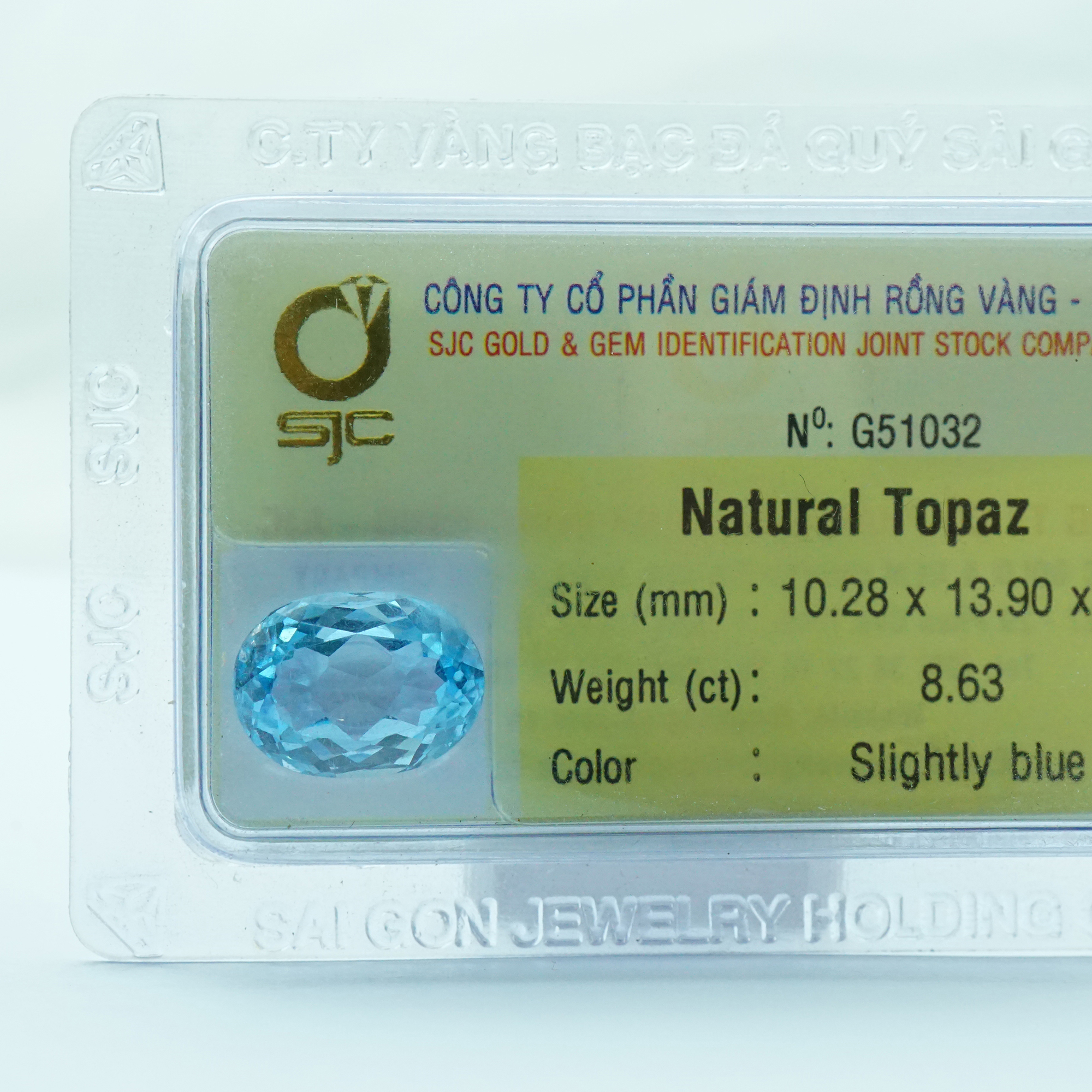 Viên đá Topaz kiểm định tự nhiên mài giác oval - 51032