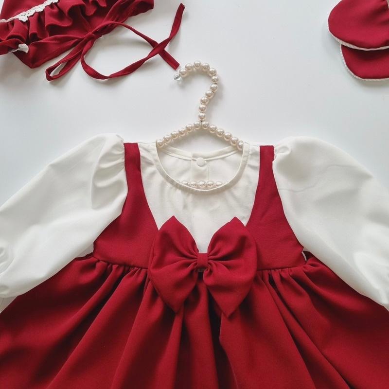 Body Váy Mận Cho Bé Gái Sơ Sinh Đến 12kg Chất Đũi Hàn Phối Nhiễn Trắng