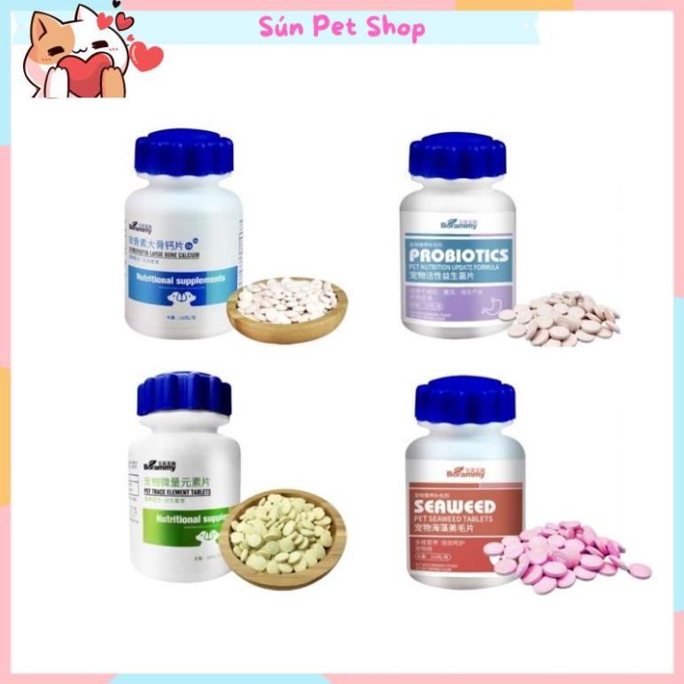 180 viên Vitamin cho chó mèo Borammy bổ sung Nguyên tố vi lượng, Canxi, Men tiêu hóa, Giải độc cho thú cưng