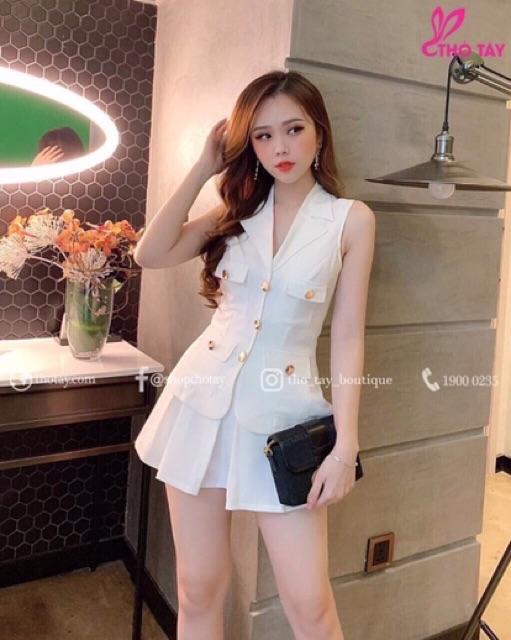 Set vest và chân váy có lót sexy sang chảnh