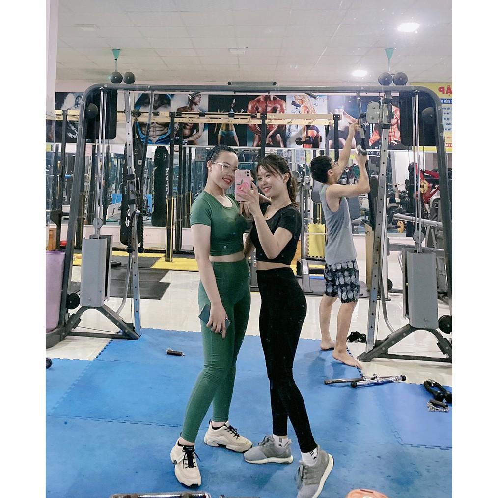 Bộ đồ tập gym yoga aerobic nữ quần áo tập gym yoga aerobic nữ dáng đẹp quần dài áo có tay chất vải co giãn
