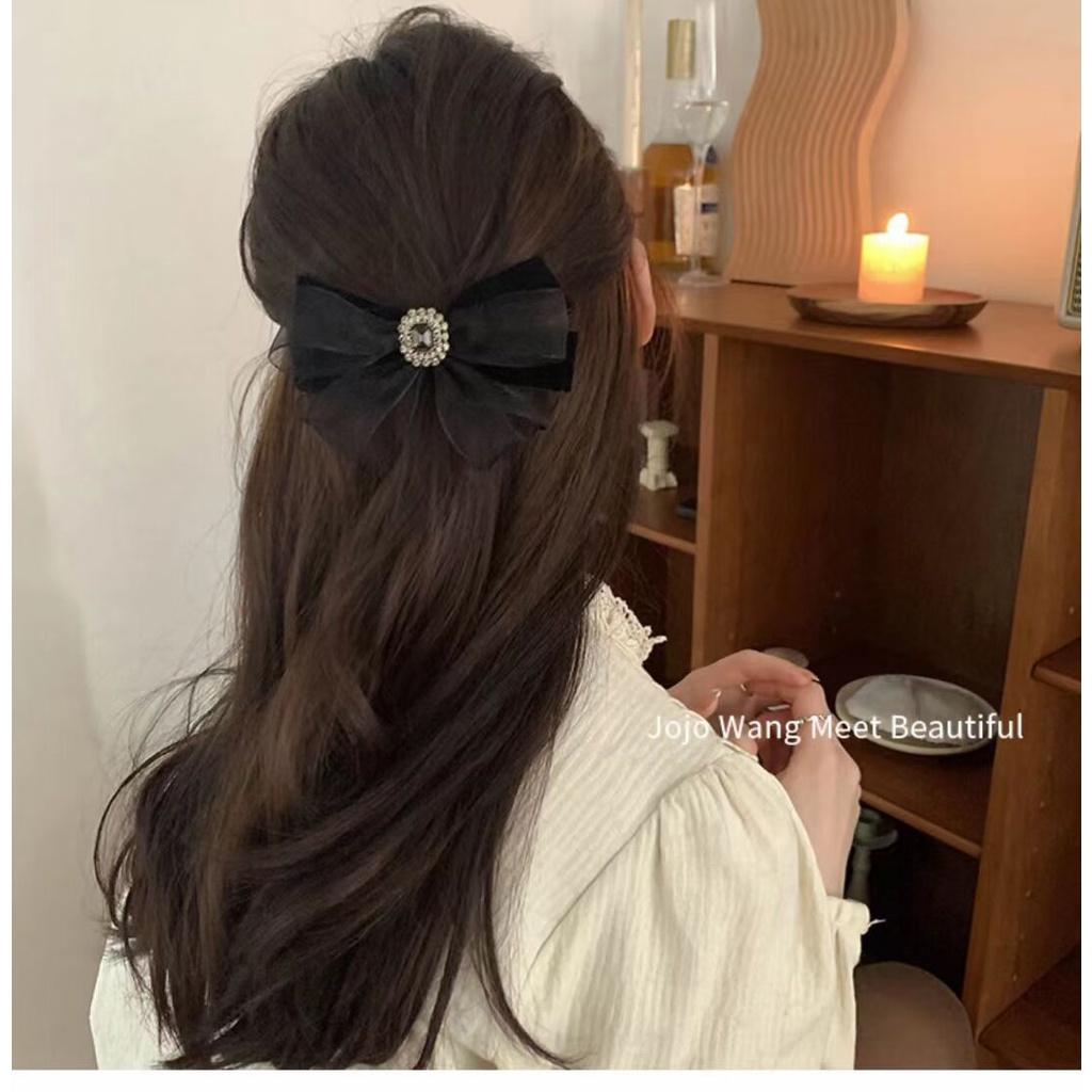 Kẹp tóc nơ nhung phối von đính đá cực sang trọng Nunam Shop