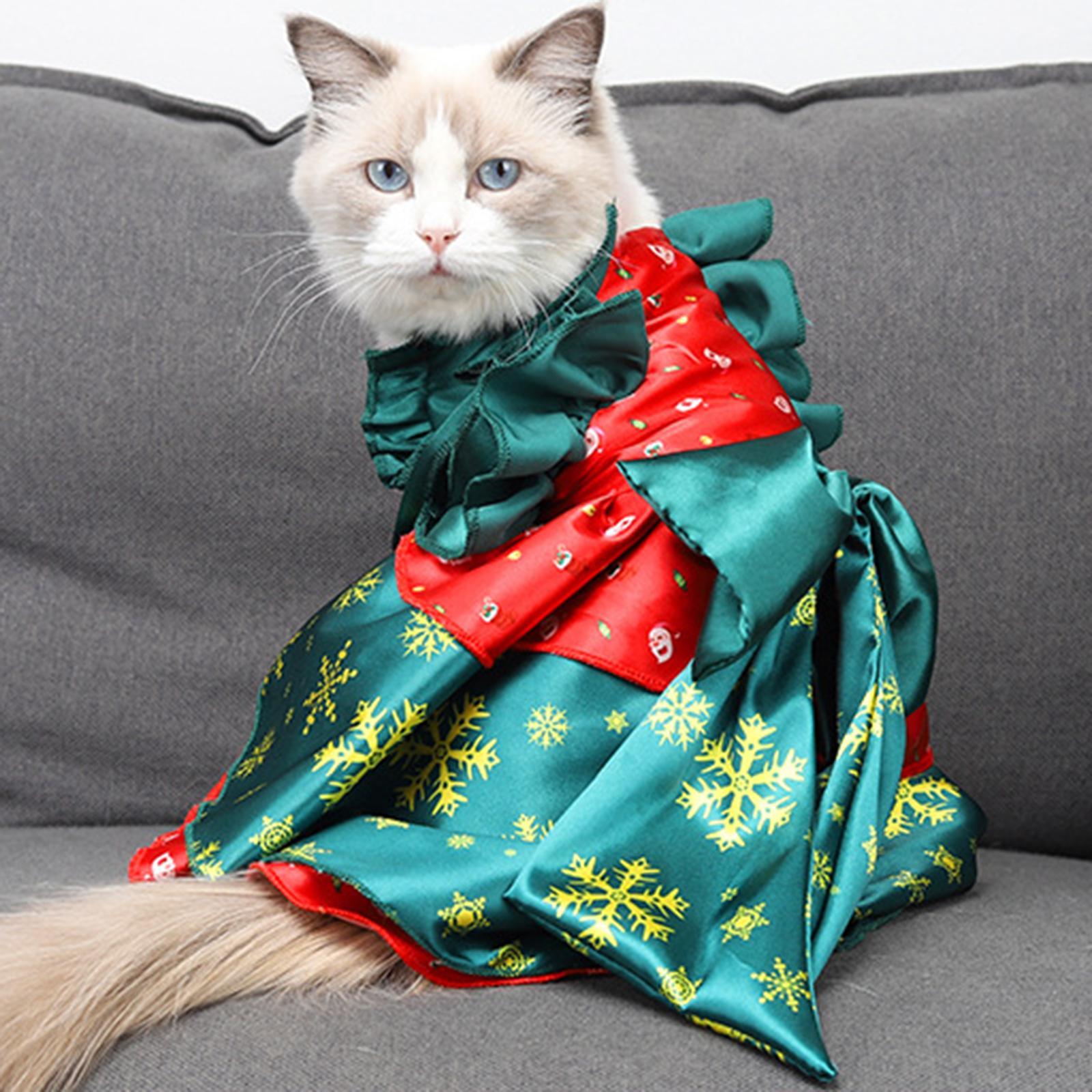 Pet Christmas Costume with Big Bowknot, Cosplay Dress Holiday Decor, Xmas Tree Costume Dress, Party Dress up Clothes