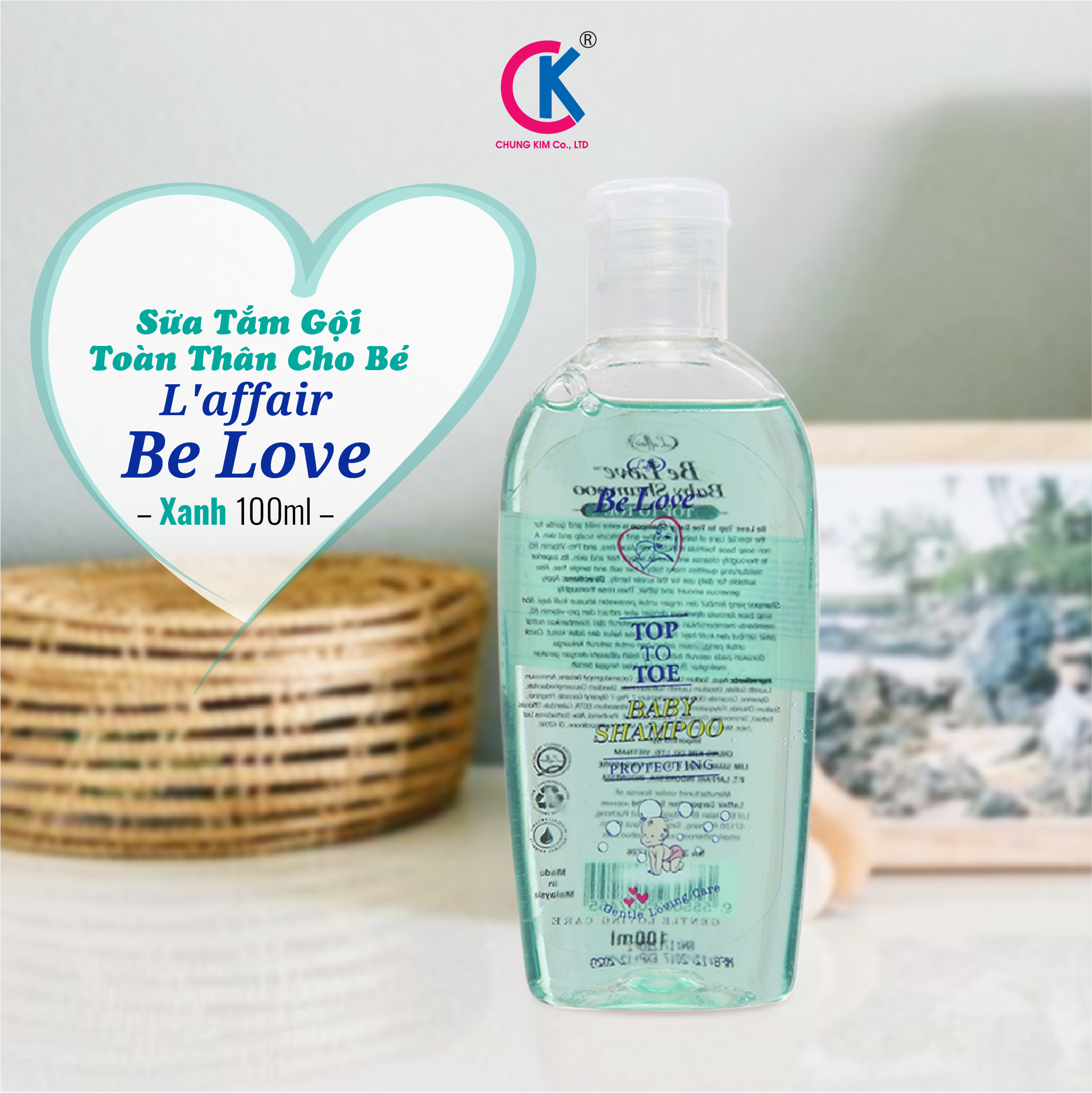 Sữa Tắm Gội Toàn Thân Cho Bé L'affair Be Love Xanh 100ml