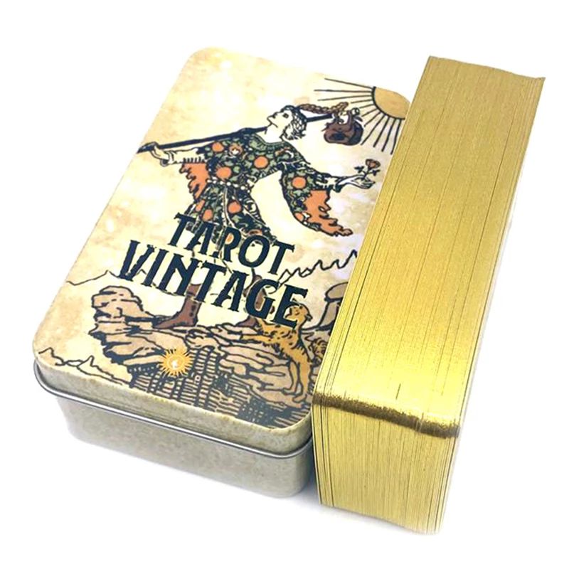 Bộ Bài Tarot Vintage 78 thẻ Mạ Vàng Hộp Sắt