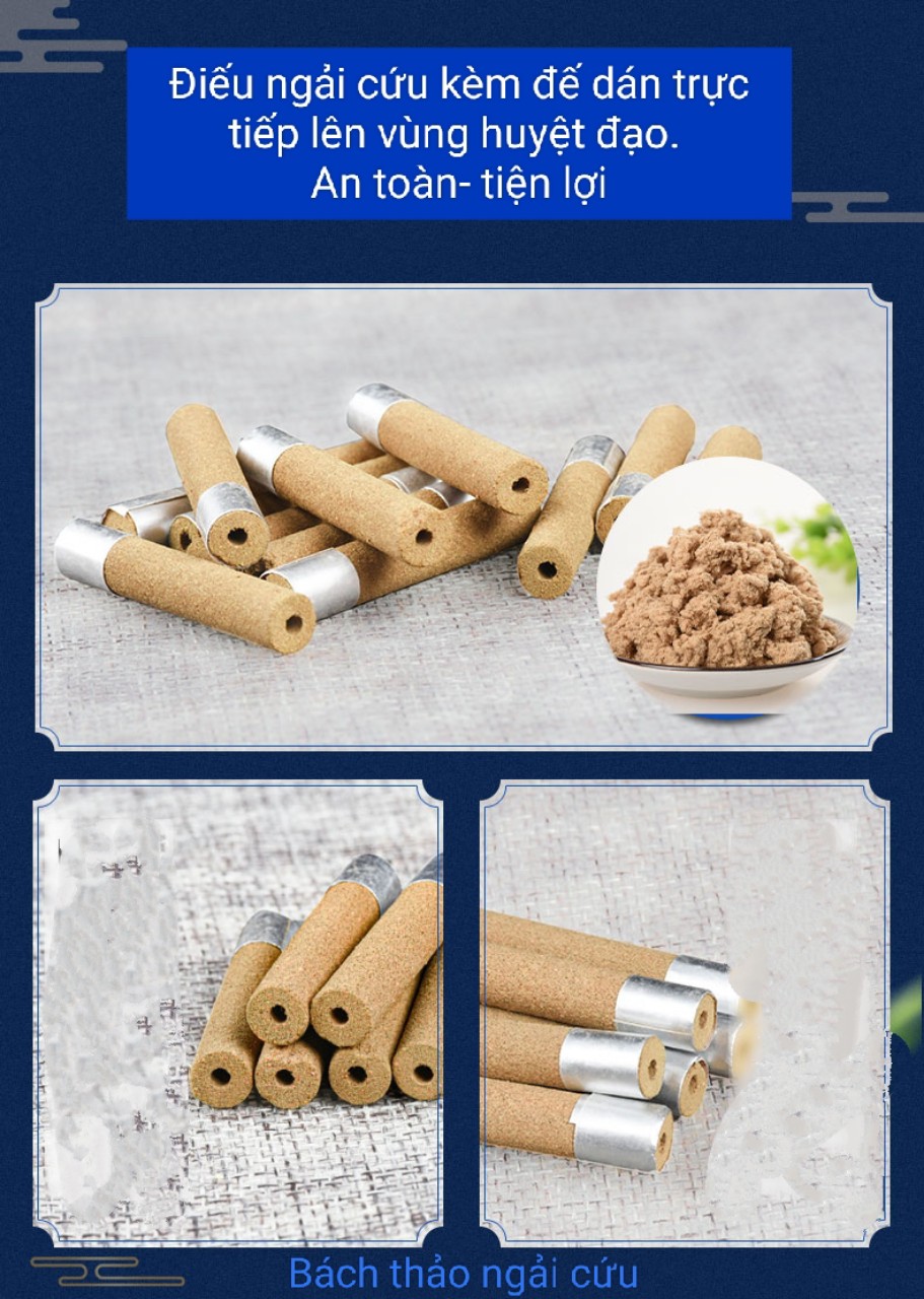 Hộp 50 Nhang ngải cứu dán 7 mm và 10 mm, ngải đoạn có đế dán cố định