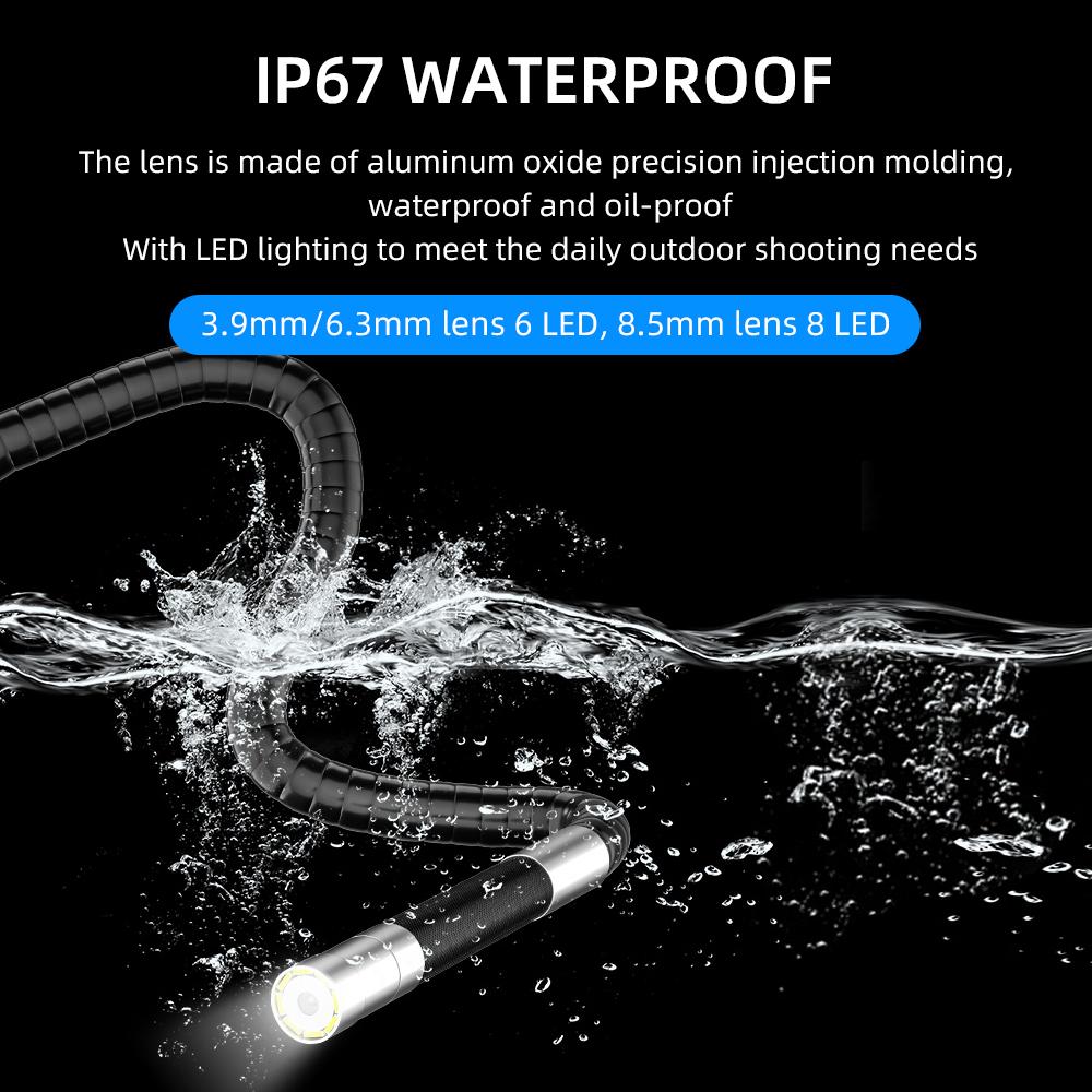 WDLUCKY Camera Nội Soi Công Nghiệp 5 "Màn Hình IPS HD1080P 4 Ống 6.3 8.5MM Kiểm Tra Ô Tô Borescope IP68 Đèn LED Chống Nước 3000MAh