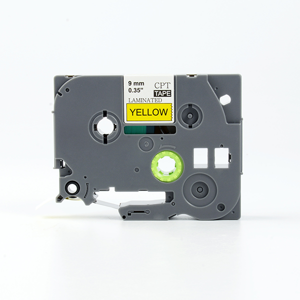 Tape nhãn in tương thích CPT-621 dùng cho máy in nhãn Brother P-Touch (chữ đen nền vàng, 9mm)