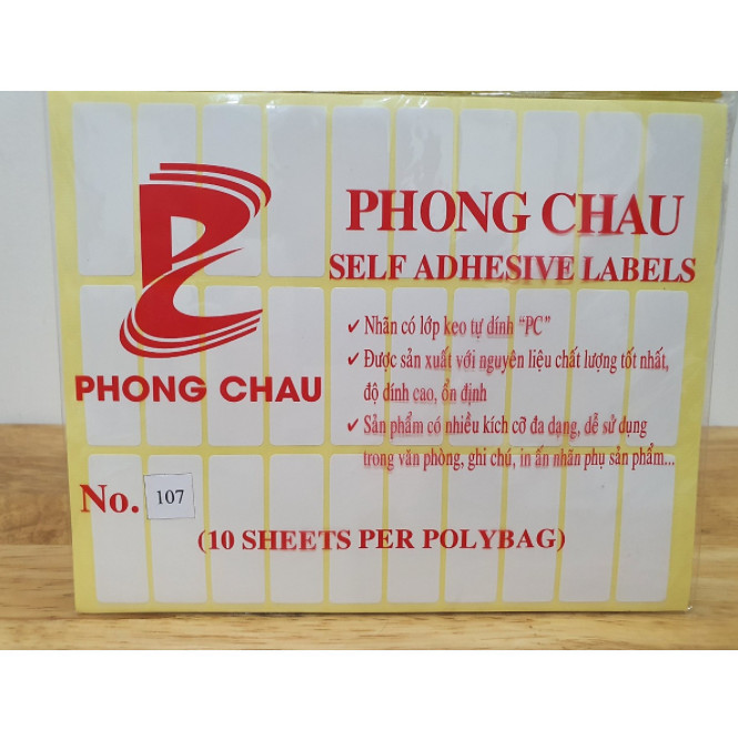 1 XẤP NHÃN DÁN DECAL, GHI CHÚ, GHI TÊN PC NO.107