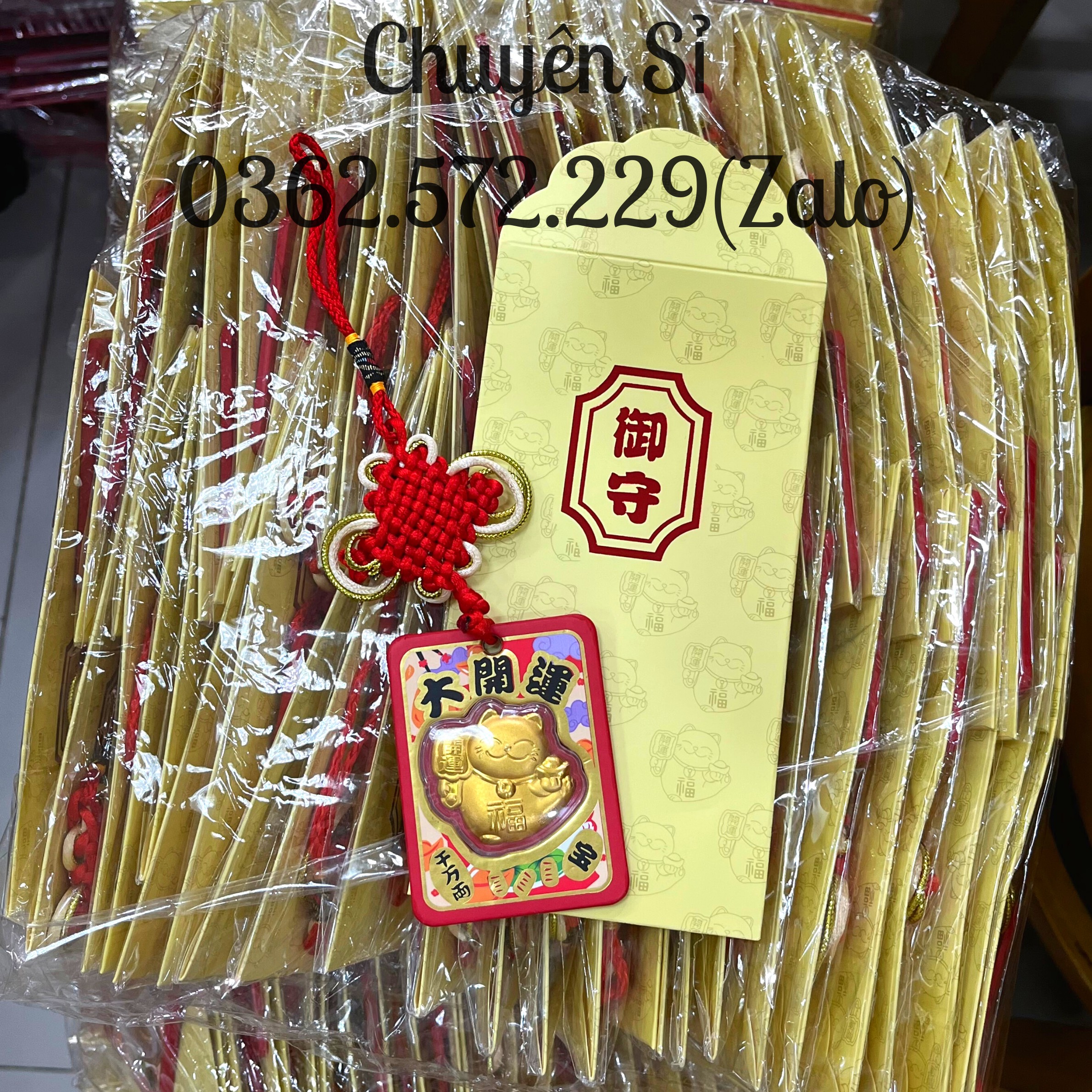Sỉ Combo 5 Dây Mèo Thần Tài Treo Ôtô ,Bàn Thờ Phong Thủy May Mắn Tặng Bao Lì Xì Vàng