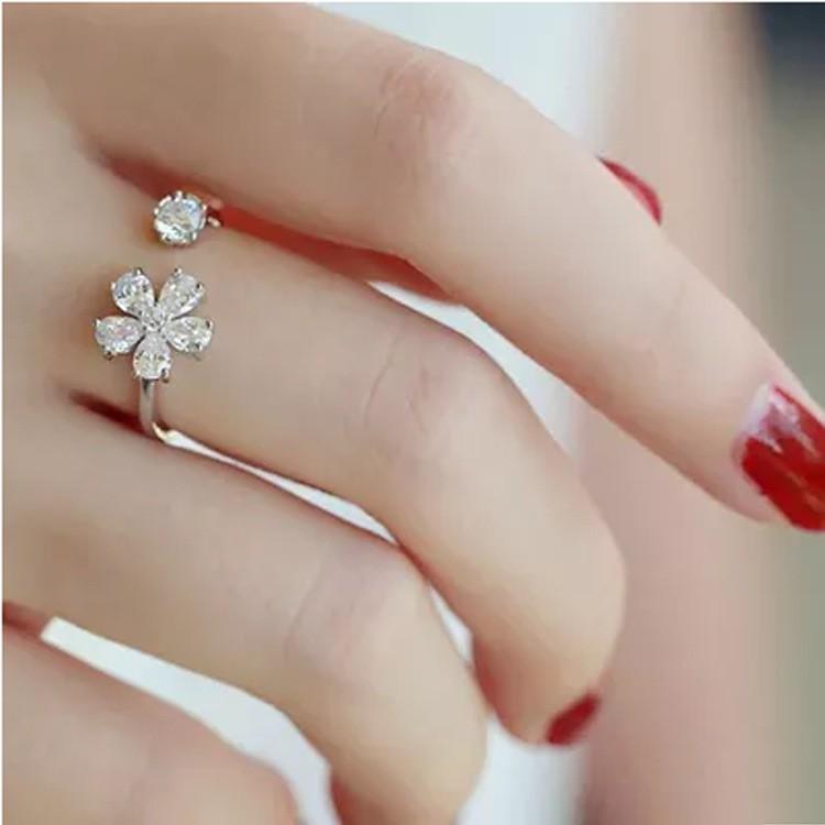 Nhẫn Nữ Bạc Ý 925 Mạ Bạch Kim Cao Cấp Hình Hoa Mai Siêu Xinh Dành Cho Bạn Gái - NT Silver