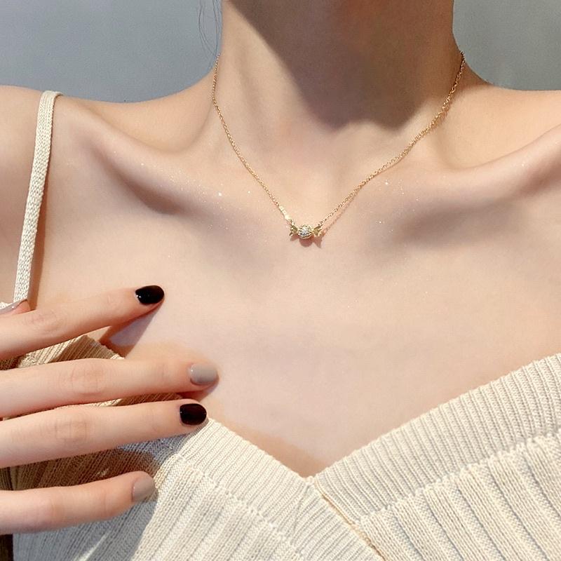Dây chuyền vòng cổ titan nữ mặt viên kẹo xinh đẹp Ring House