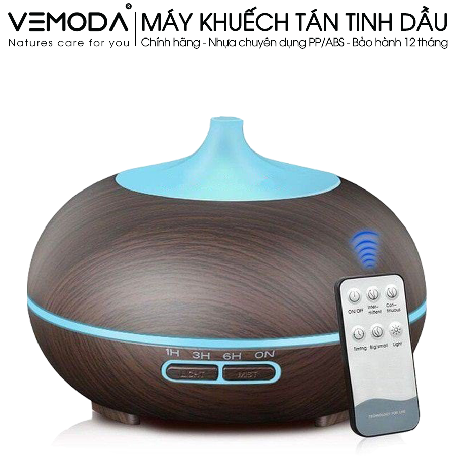 Máy xông tinh dầu cao cấp dung tích 550ml Có Remote. Máy khuếch tán tinh dầu. Tặng kèm lọ tinh dầu Sả chanh cao cấp (Ấn Độ 10ml). Giúp khuếch tán, tỏa hương tinh dầu, khử mùi, thanh lọc không khí, không gian sống trong lành, thoải mái