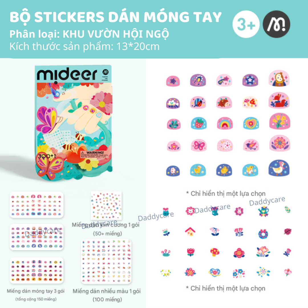 Dán móng tay cho bé Mideer Nail stickers miếng dán móng tay giả an toàn cho bé gái
