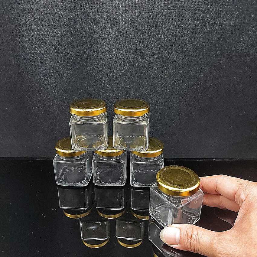 Hũ Thủy Tinh 50ML mẫu Vuông nắp thiếc vàng – Lọ Thủy Tinh Nhỏ - Hũ đựng yến chưng, mật ong, dầu dừa, mỹ phẩm