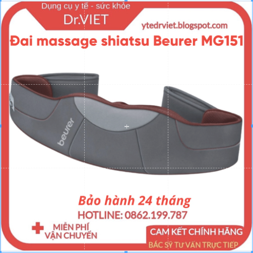 Đai massage cổ,vai,đùi Shiatsu Beurer MG151-Xuất xứ Đức, massage mạnh với cường độ lớn cho các vùng như cổ, vai và đùi thư giãn giảm căng thẳng,đẩy lùi căng cơ, đau nhức và mệt mỏi, tăng sức đề kháng,bảo hành 24 tháng