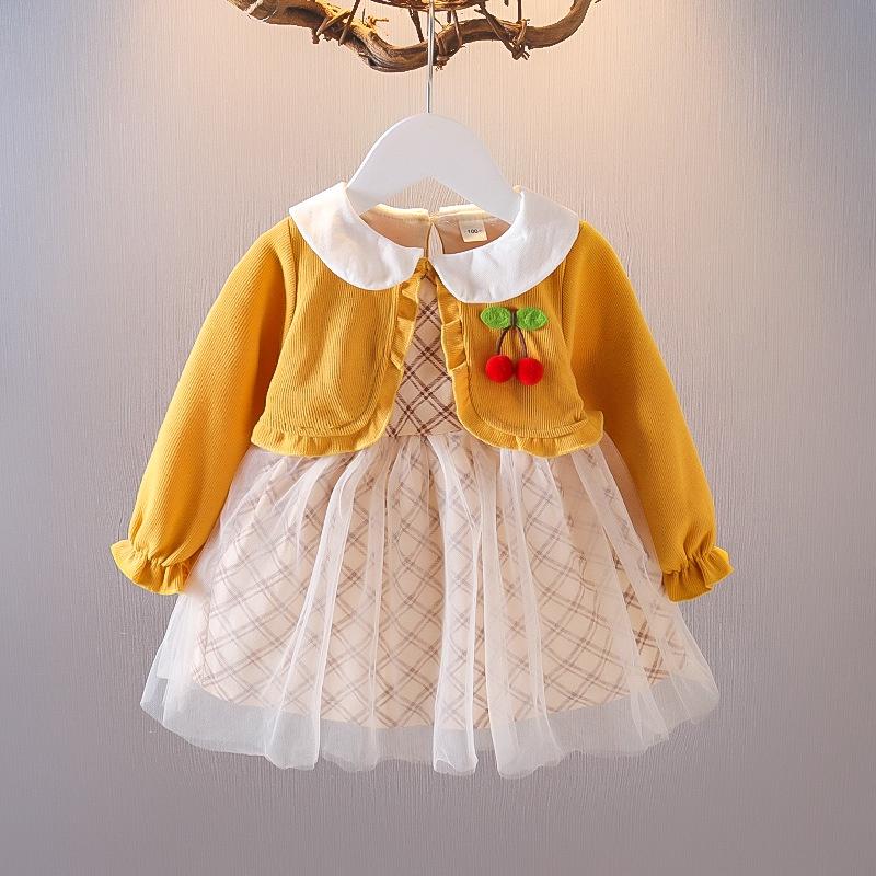 [1:H10] Váy đầm mùa thu giả 2 mảnh họa tiết caro dễ thương cho bé gái