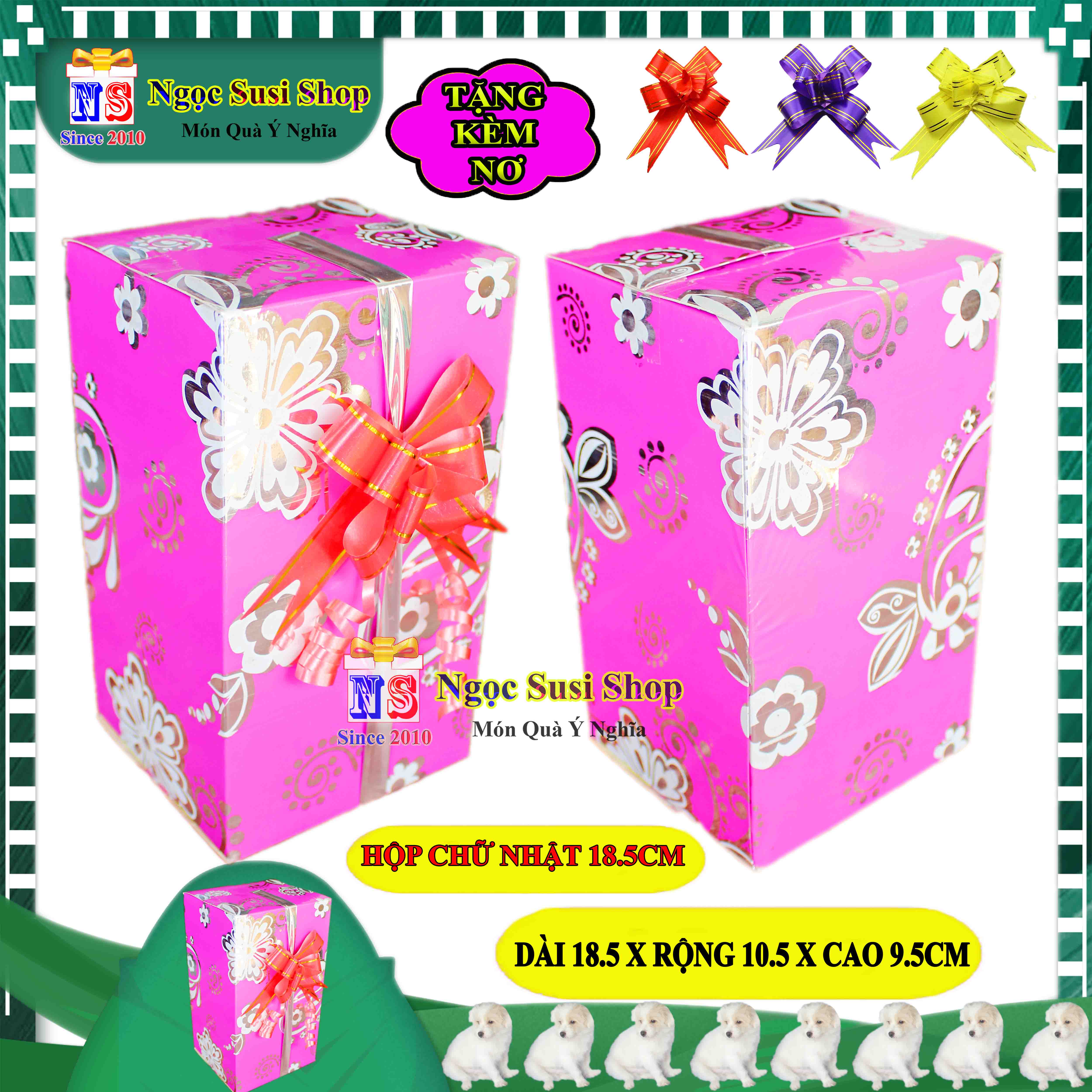 HỘP QUÀ CHỮ NHẬT SIZE NHỎ 18.5CM NHIỀU MÀU RẤT XINH + TẶNG KÈM NƠ 1.8CM - HỘP QUÀ TẶNG GIẤY KIẾNG SIÊU ĐẸP