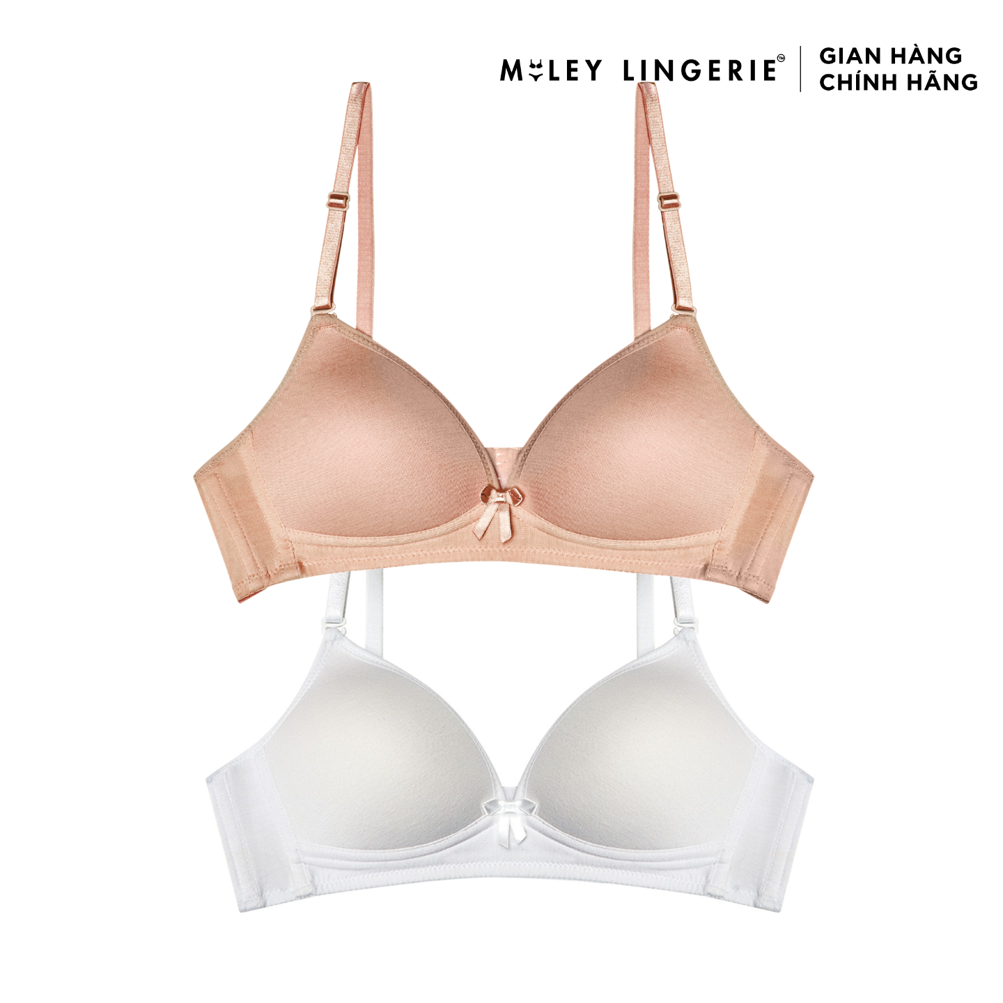 Bộ 2 áo ngực Basic White Pink Miley Lingerie - BRW_02