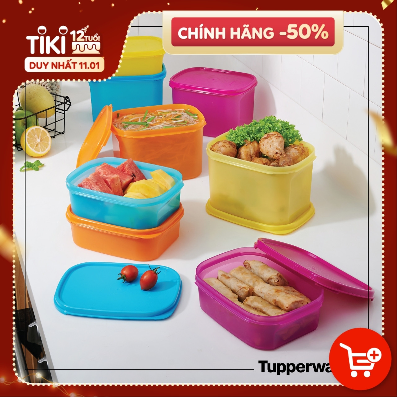 Bộ Hộp Tupperware Colorful Rectangular 8