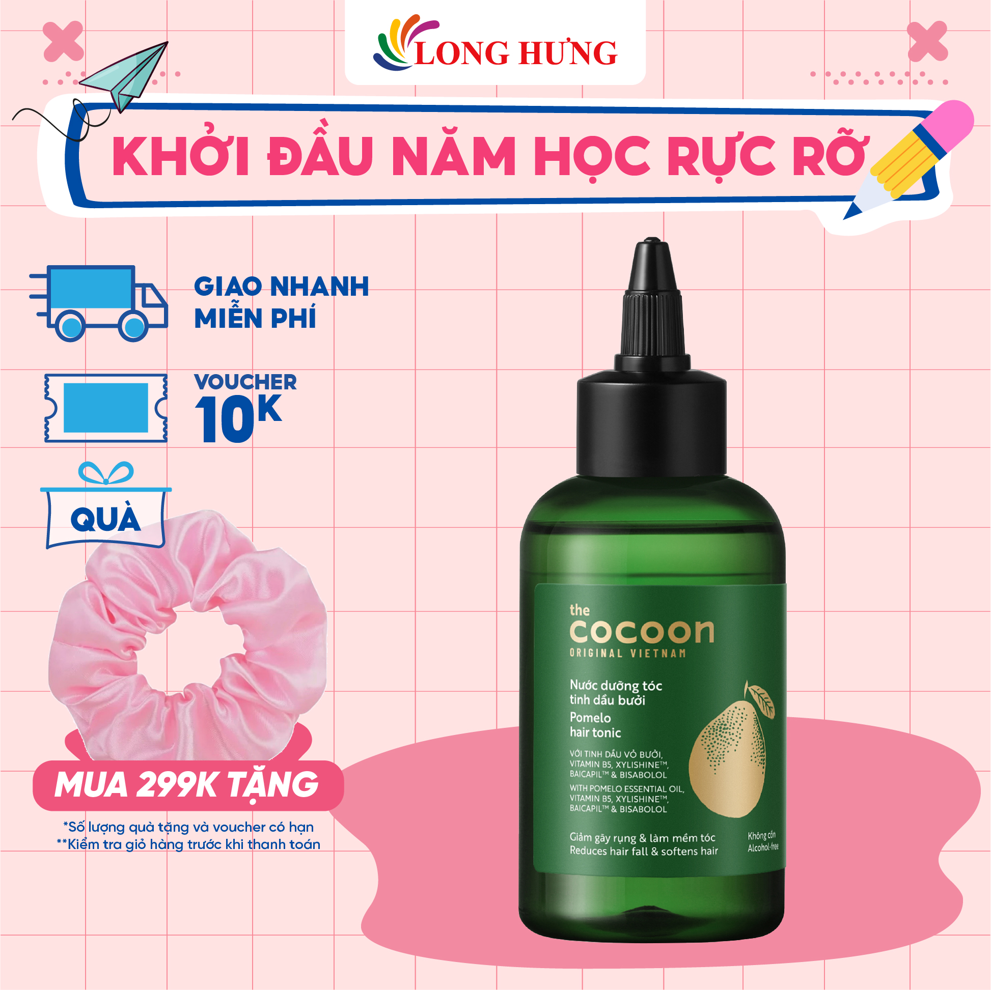 Nước dưỡng tóc tinh dầu bưởi Cocoon Pomelo Hair Tonic (140ml/310ml) - Phiên bản nâng cấp - Hàng chính hãng