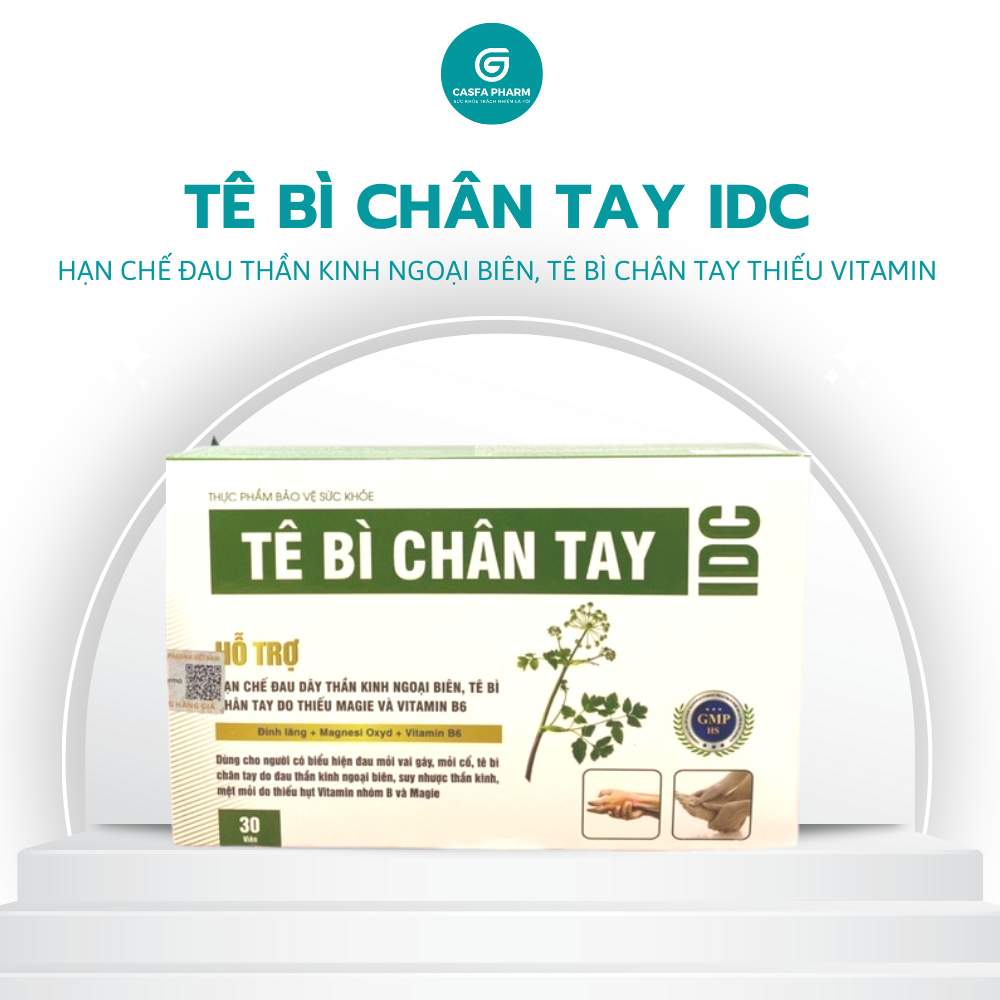Tê bì chân tay IDC giúp hạn chế đau dây thần kinh ngoại biên, đau mỏi đầu ngón tay, hộp 30 viên