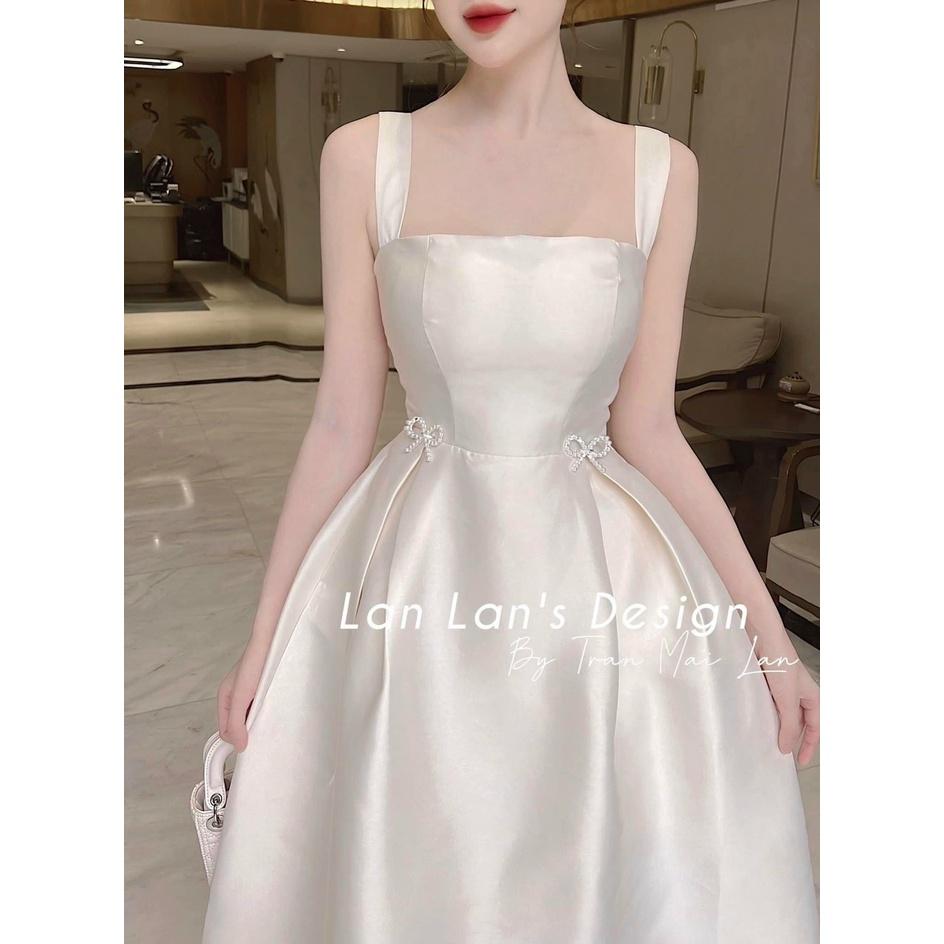 Đầm váy nữ 2 dây đính nơ eo với màu siêu tôn da sang chảnh bồng bềnh dành cho các nàng đi dự tiệc