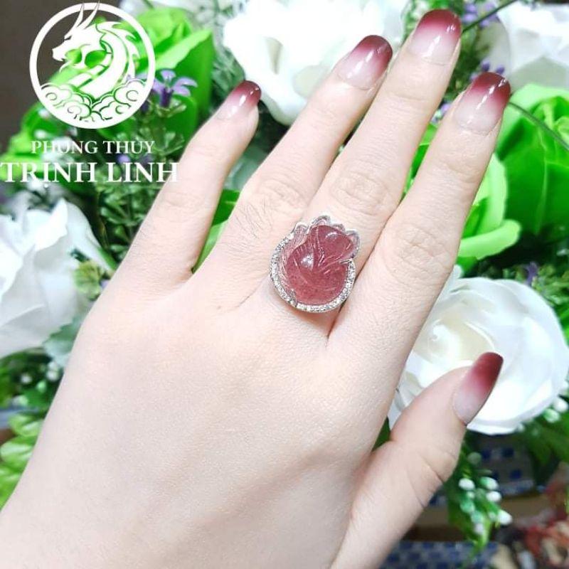 NHẪN BẠC HỒ LY - TỲ HƯU HỒNG DÂU TÂY