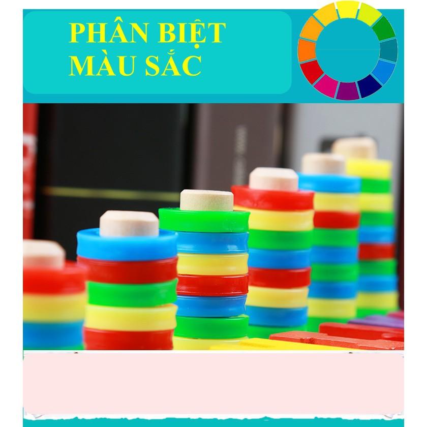 Giáo Cụ Montessori- Bộ Bảng Cột Tính, Số Kèm Thêm Chữ Cái Bằng Gỗ Cho Bé