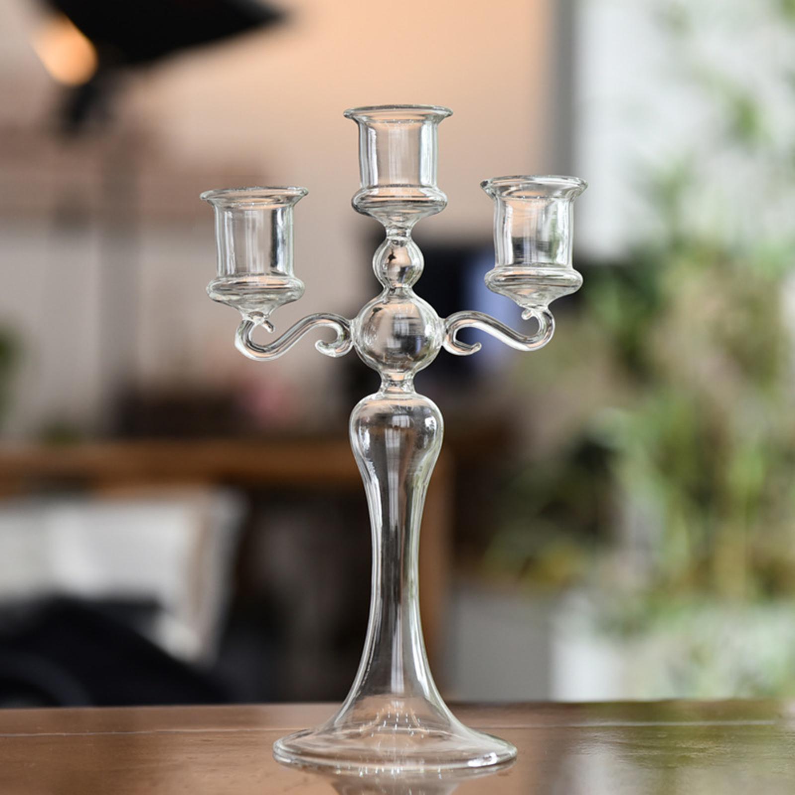 Glass Candle Holder Glass Candlestick for Mantel Dining Room Spring Festival