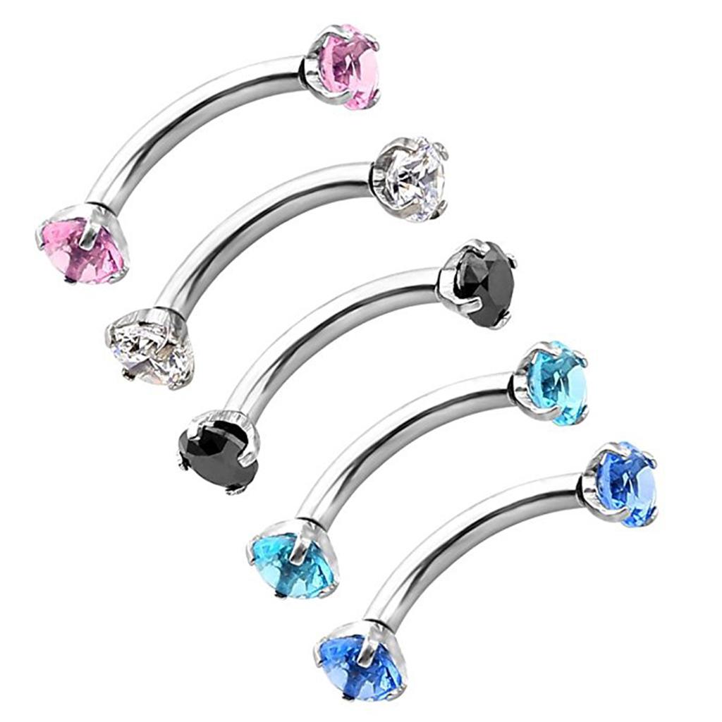 Stainless Steel Zircon Curved Barbell Eyebrow Piercing Jewellery White