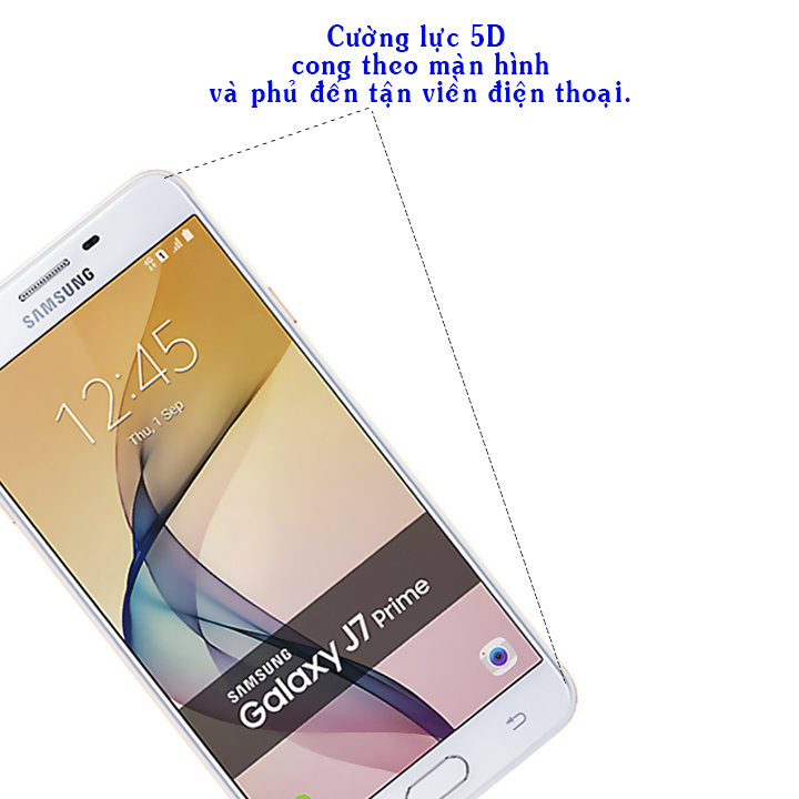 Kính Cường Lực Cho Samsung Galaxy J7 Prime - Full Màn Hình - Màu Trắng - Hàng Chính Hãng