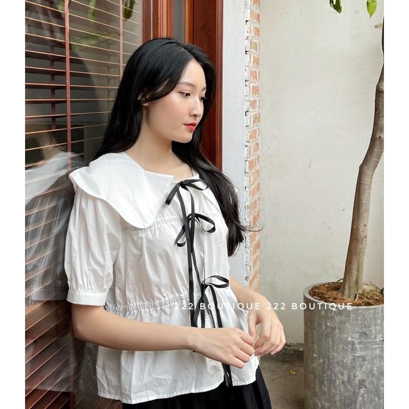 Áo sơ mi thô buộc nơ