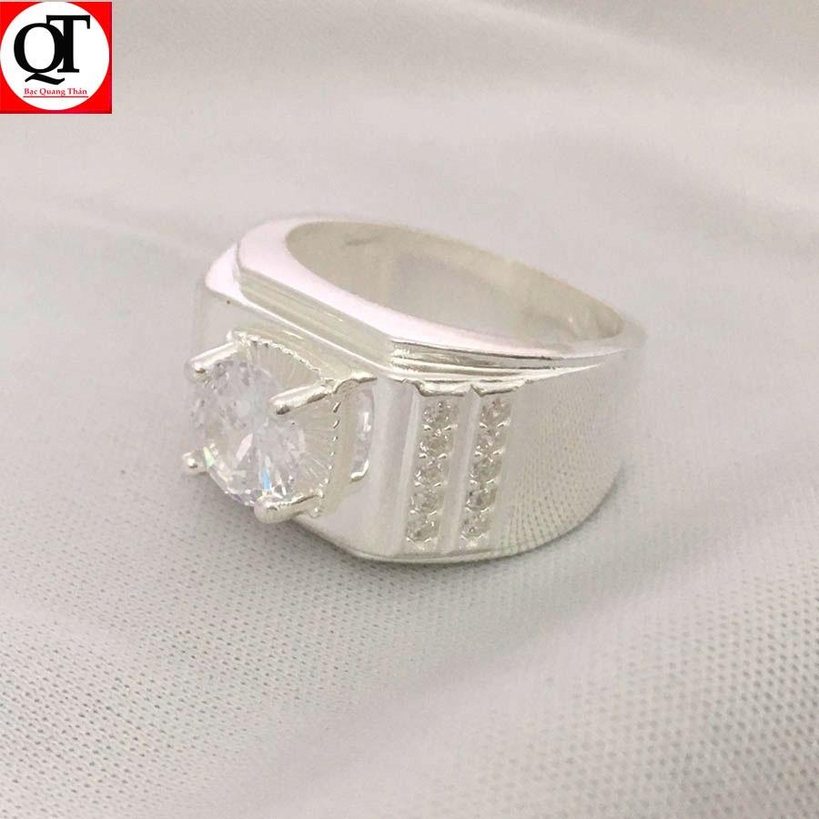 Nhẫn nam bản nhỏ ổ cao phong cách Hàn Quốc chất liệu bạc ta trang sức Bạc Quang Thản - QTNA61