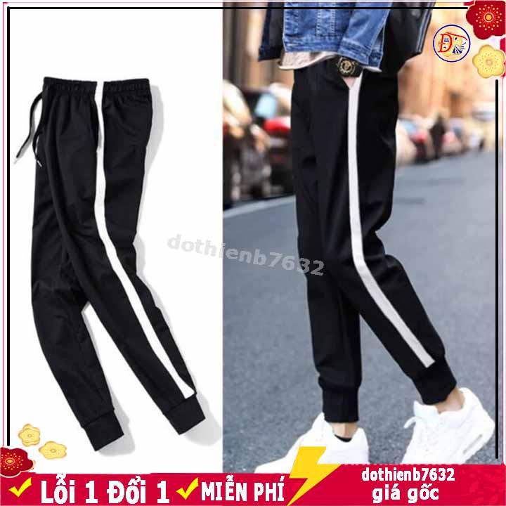 Quần JOGGER Dài Nam Nữ Unisex Chất Vải Nỉ Poly 2 Sọc CÓ KHOÁ Túi, Quần thể thao nam nữ jogger CÓ KHOÁC túi PHỐI 1 SỌC Cao Cấp kiểu bó ống Hàn Quốc chất vải đẹp BO LAI DẸP - JINS STORE