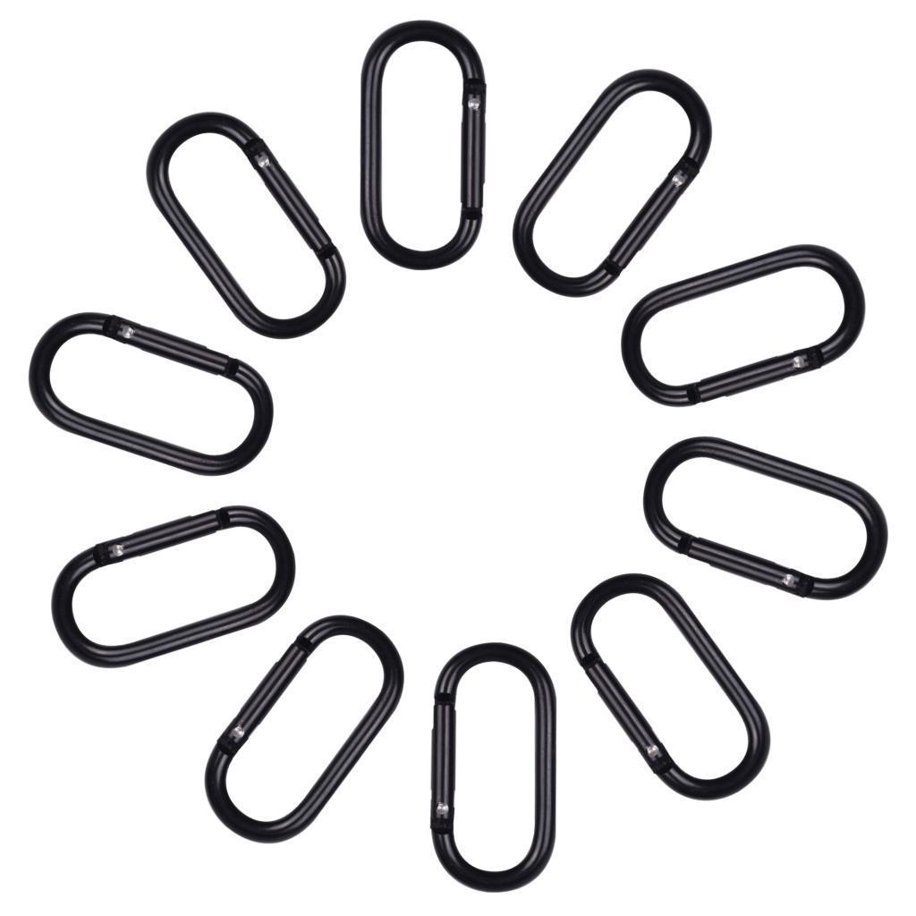 10x Carabiner Clip Hook Spring Karabiner Small Keychain Black