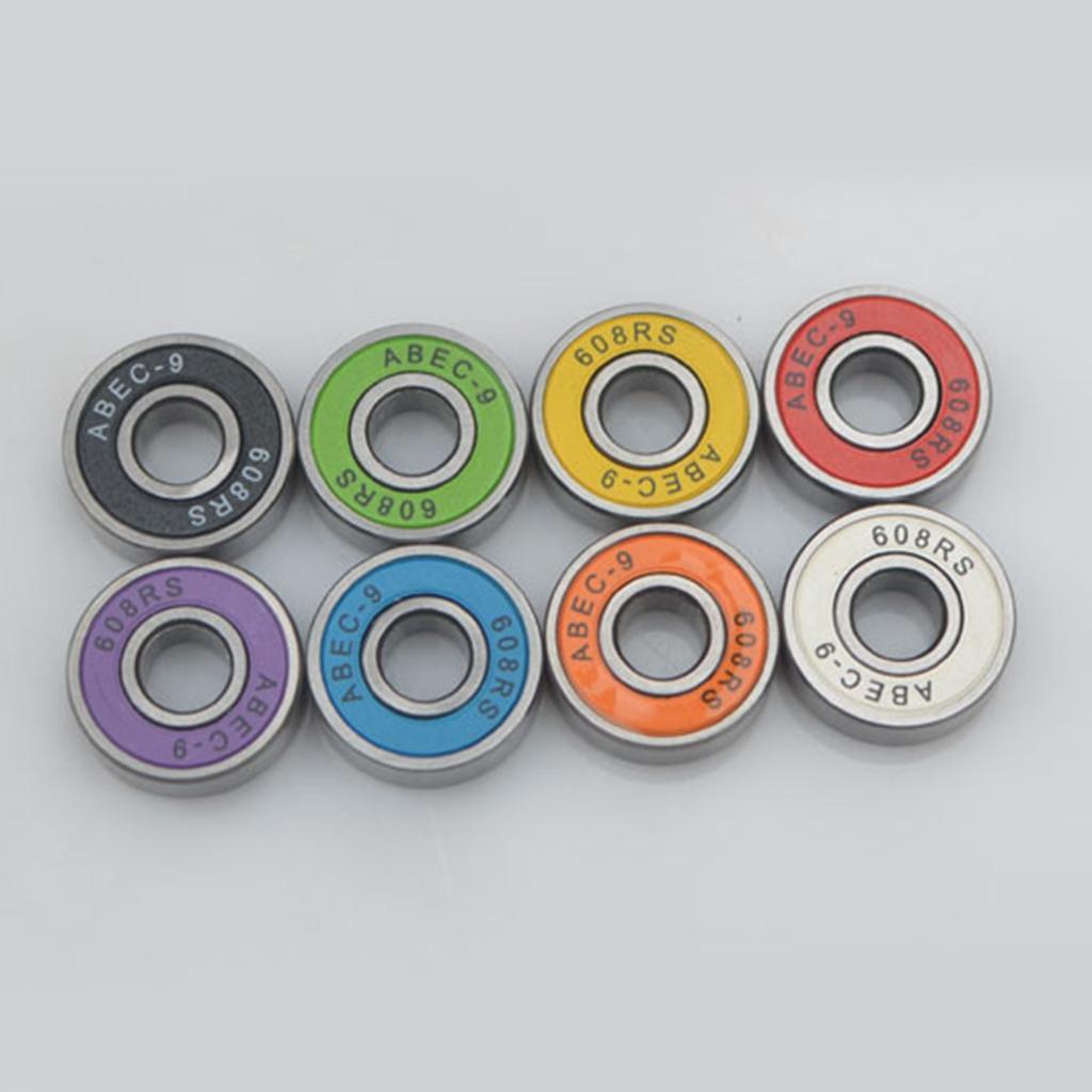 40pcs Frictionless Abec 9 Skateboard Roller Skate Bearings 608-RS 8x22x7mm