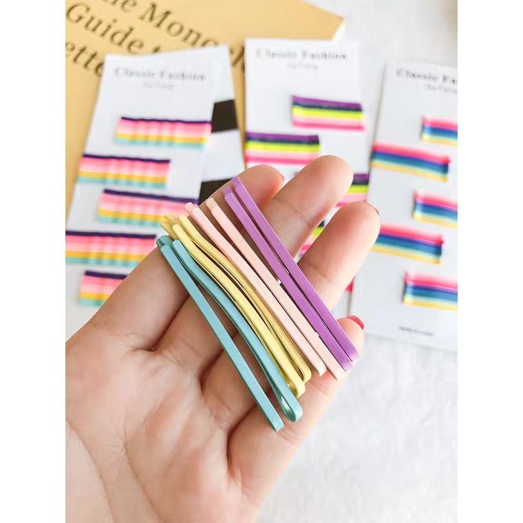 Set 10 Kẹp Tăm Nữ Xước Nhiều Màu Kẹp Tóc Đáng Yêu-