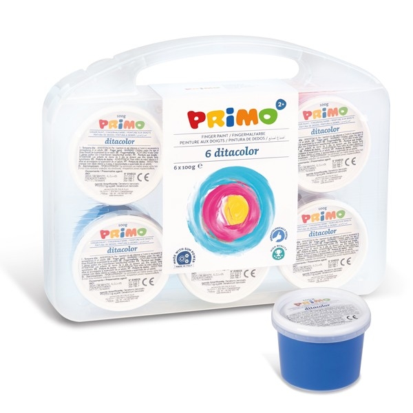 Bộ 6 Hũ Màu Fingerpaint 100ml + Cọ PRIMO 221TD100SP