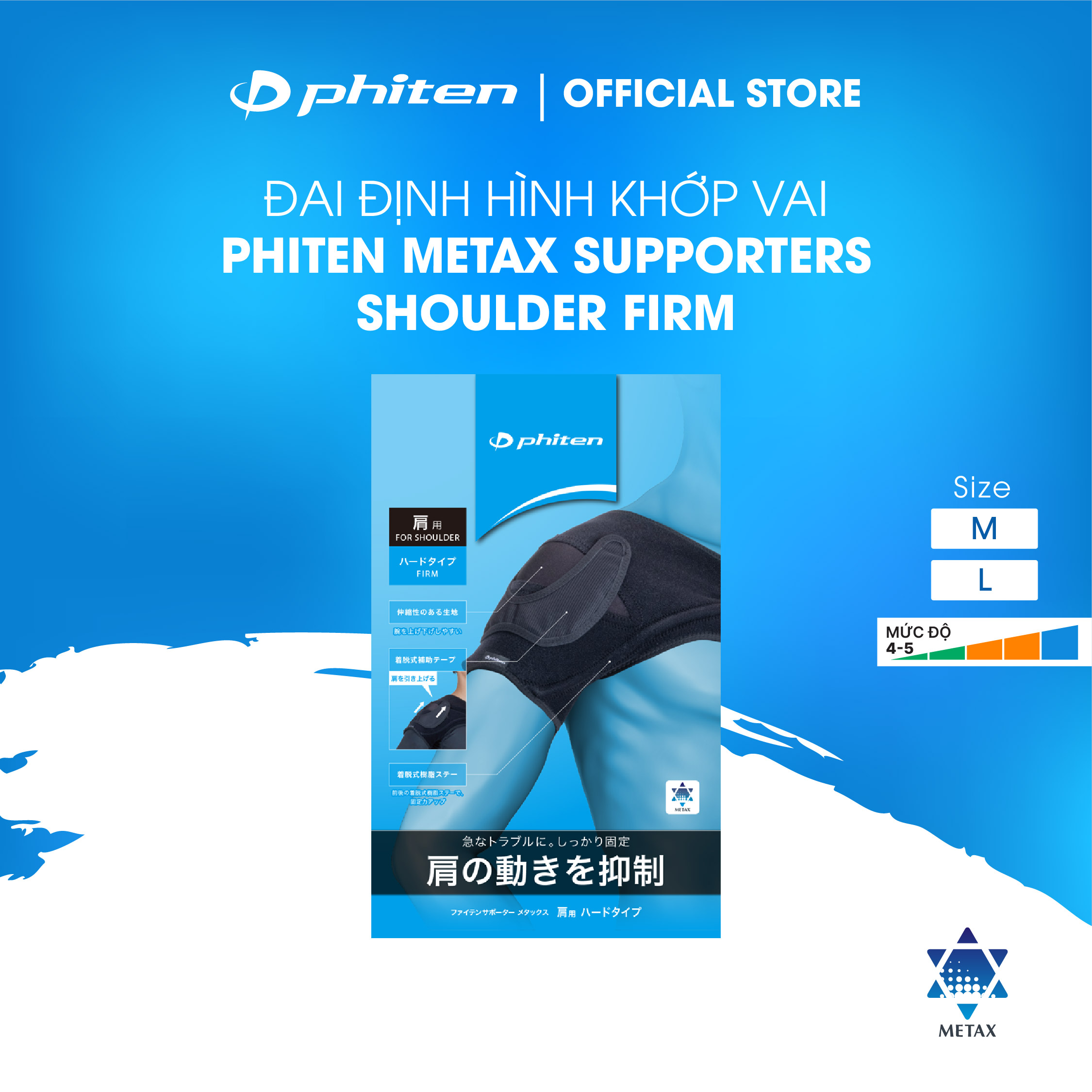Đai Bảo Vệ Khớp Vai Phiten Loại cứng Aqua metax AP249004/AP249005