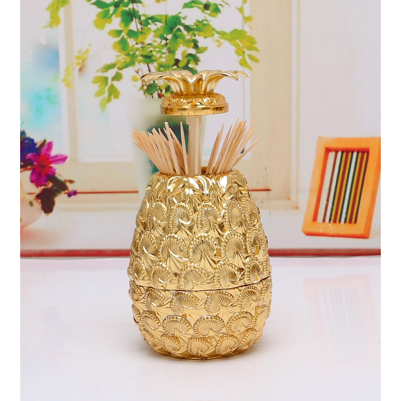 Hũ tăm quả dứa chất liệu Hợp kim cao cấp 76138