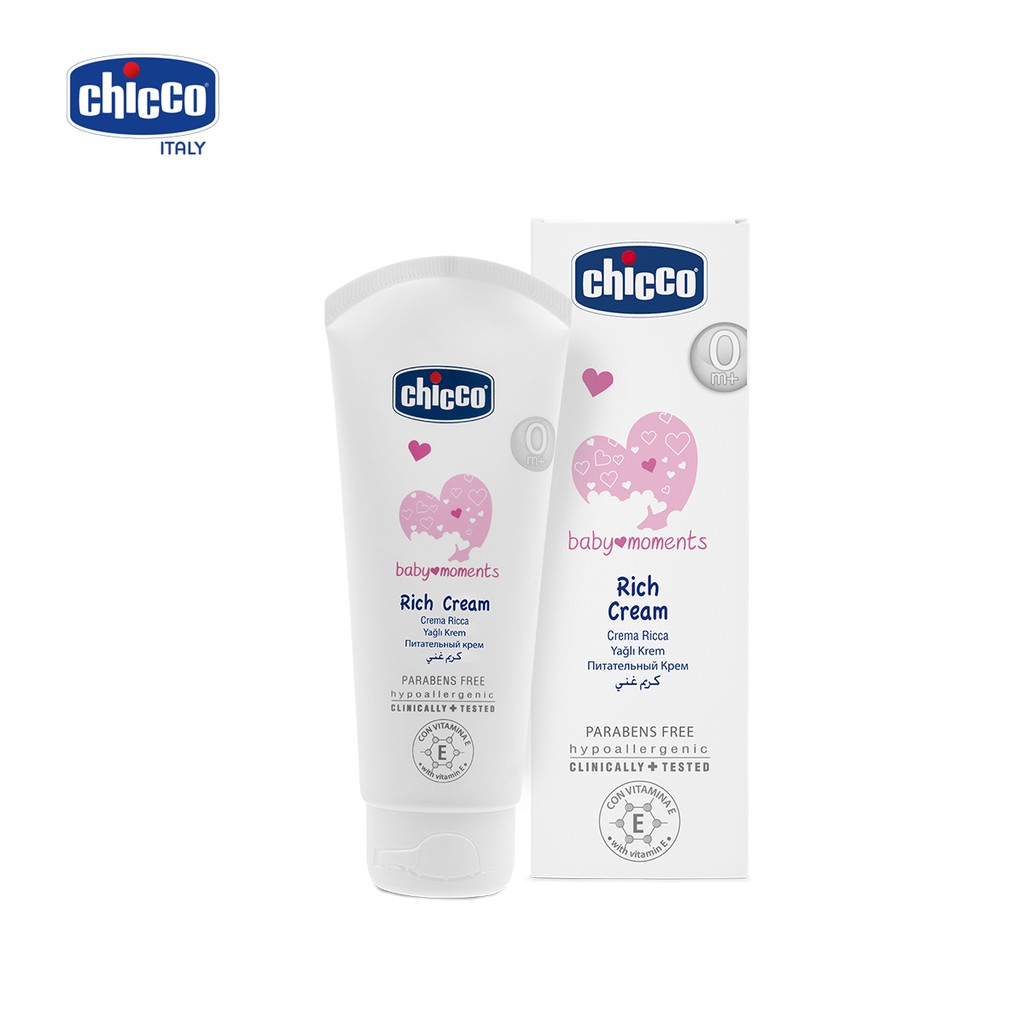 Kem Dưỡng Ẩm Chứa Omega Và Vitamin E Chicco 100ml, giúp cân bằng độ ẩm và bảo vệ da ( Tặng 50 tờ khăn khô đa năng )